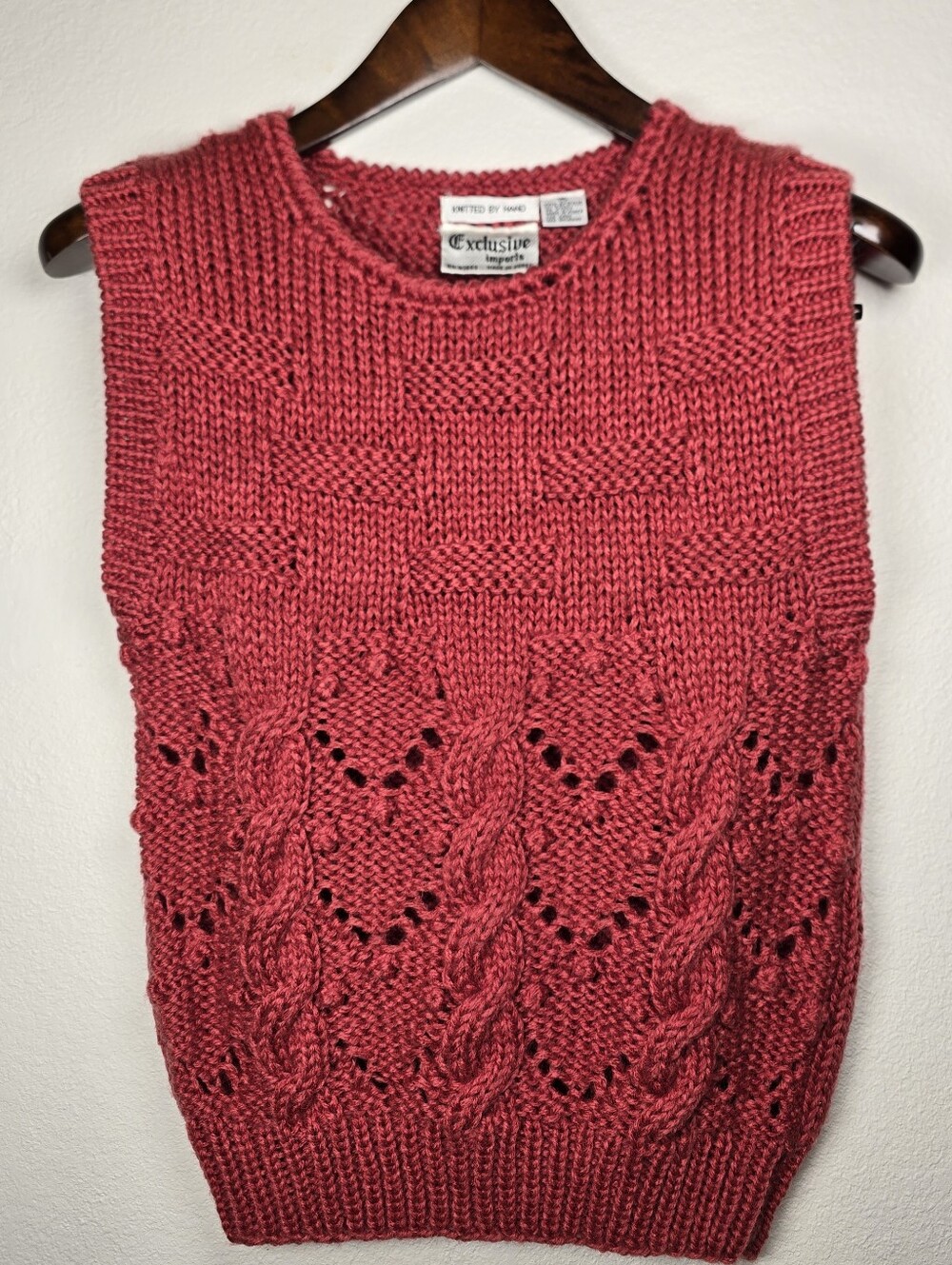 Vintage Exclusive Imports Hand-Knit Cable Knit Sweater Vest - Medium